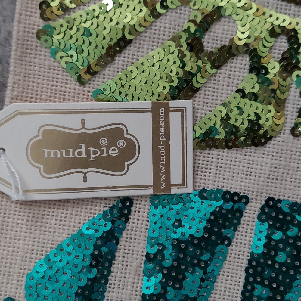 Mud Pie Burlap Sequin Tote Bag - Picture 3 of 8